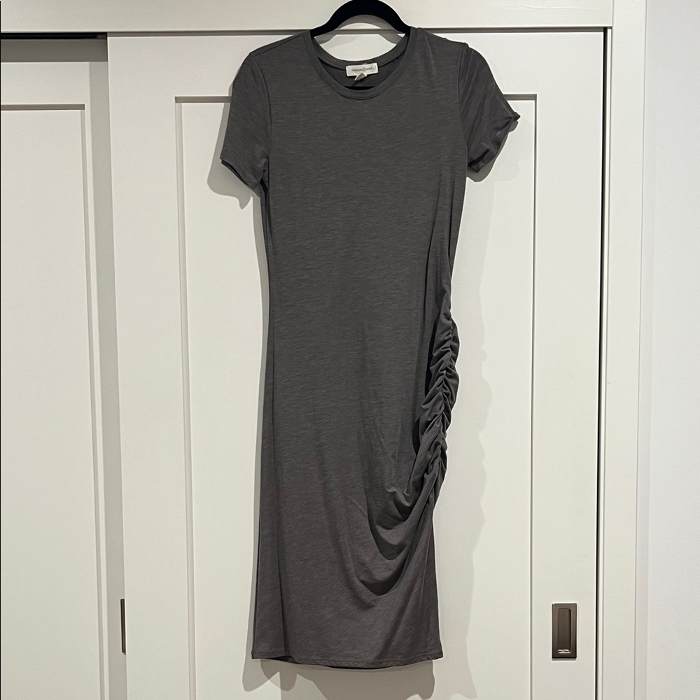 Women’s Gray Green Ruched Side Tee Dress